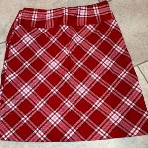 Red and White Plaid Skirt